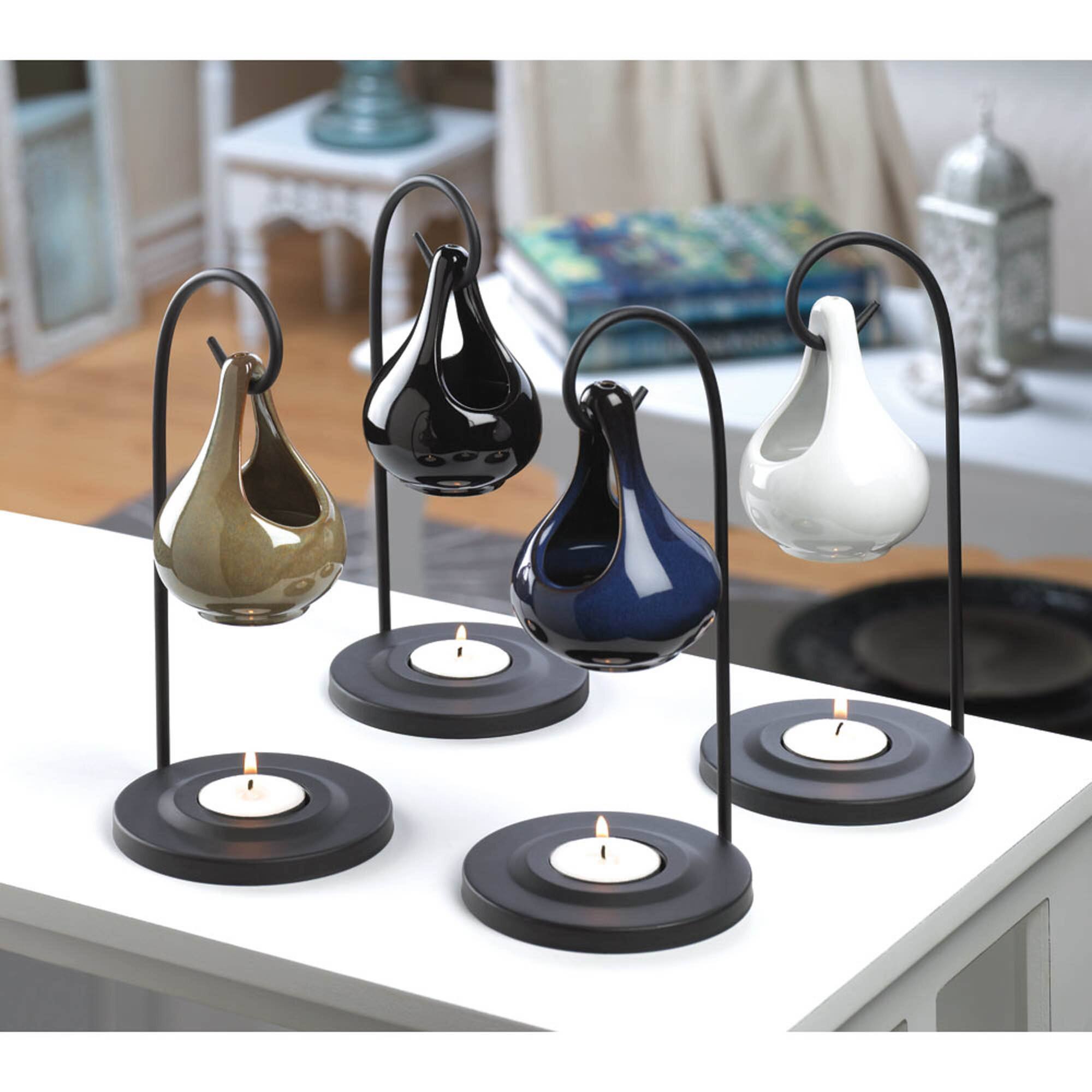 8" Earth Tone Porcelain Tear Drop Candle Oil Warmer